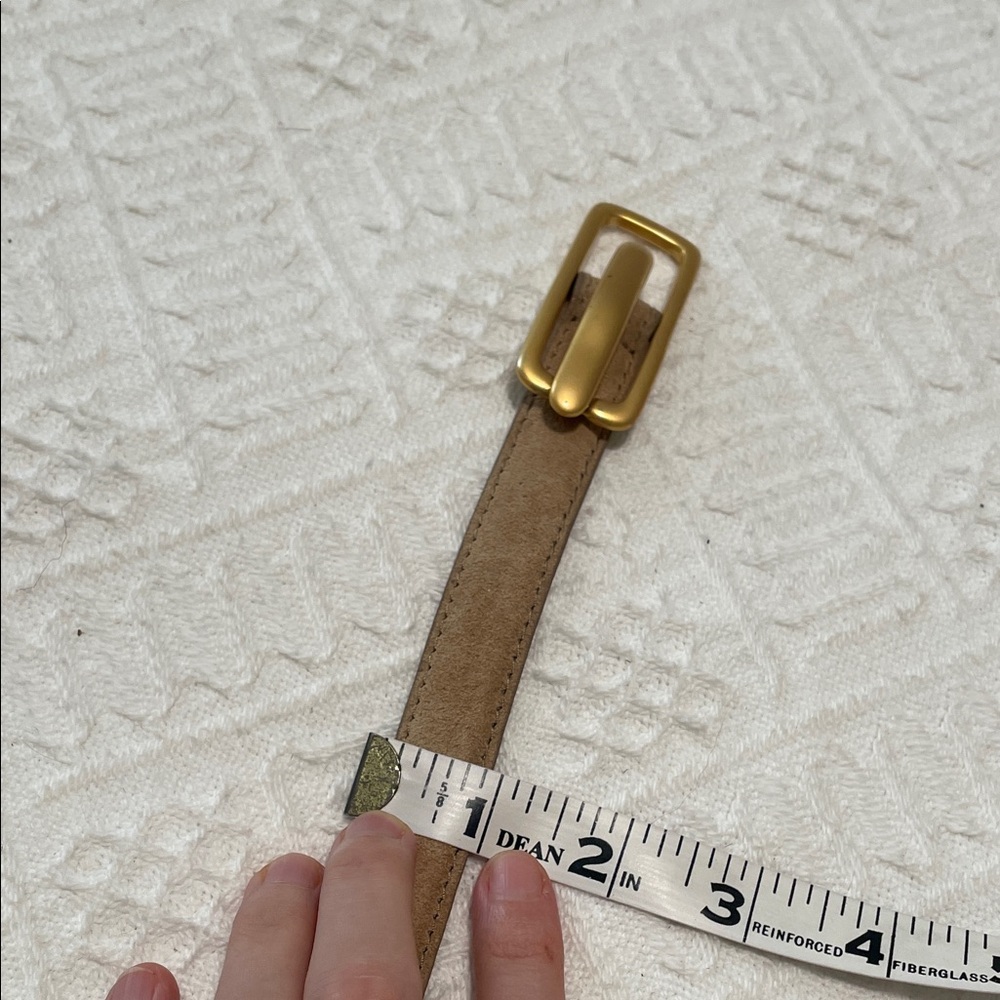 Genuine leather Tan and matte Gold buckle  Women's Belt suede - Picture 11 of 16